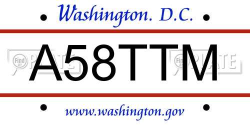 A58TTM District Of Columbia License Plate