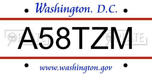 A58TZM District Of Columbia License Plate