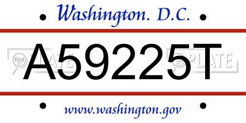 A59225T District Of Columbia License Plate