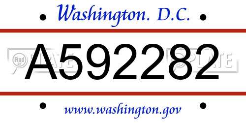 A592282 District Of Columbia License Plate