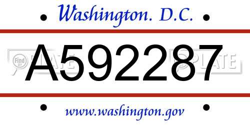 A592287 District Of Columbia License Plate