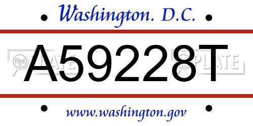 A59228T District Of Columbia License Plate