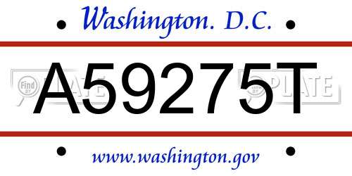 A59275T District Of Columbia License Plate