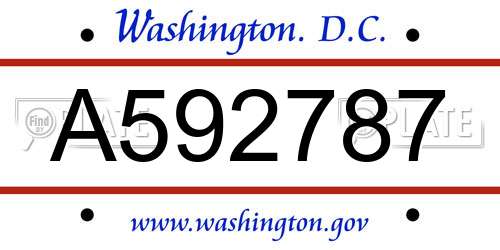 A592787 District Of Columbia License Plate