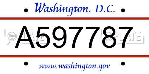 A597787 District Of Columbia License Plate