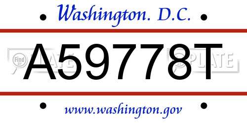 A59778T District Of Columbia License Plate