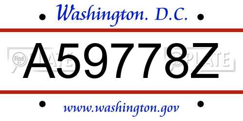 A59778Z District Of Columbia License Plate