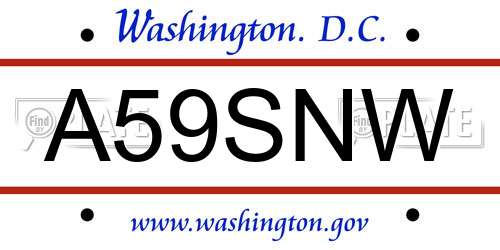 A59SNW District Of Columbia License Plate