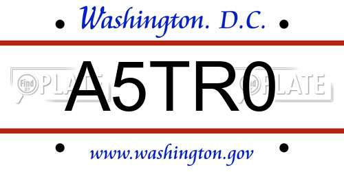 A5TR0 District Of Columbia License Plate