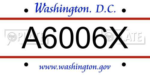 A6006X District Of Columbia License Plate