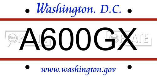 A600GX District Of Columbia License Plate