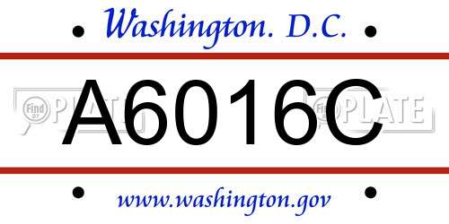 A6016C District Of Columbia License Plate