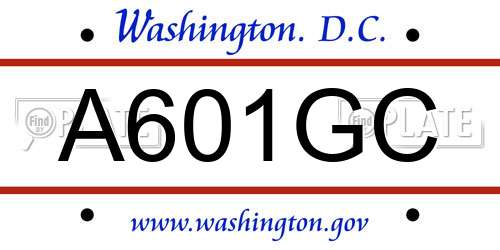 A601GC District Of Columbia License Plate