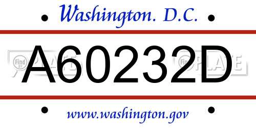 A60232D District Of Columbia License Plate