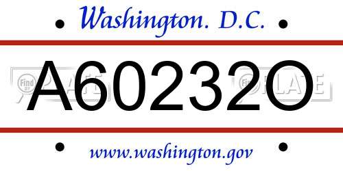 A60232O District Of Columbia License Plate
