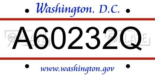 A60232Q District Of Columbia License Plate