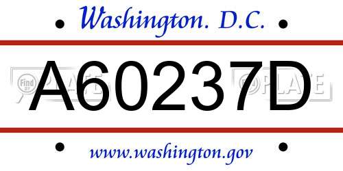 A60237D District Of Columbia License Plate