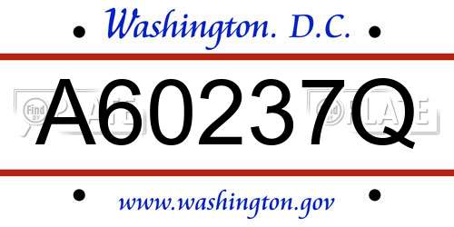 A60237Q District Of Columbia License Plate