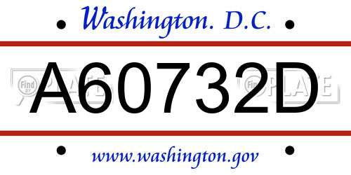A60732D District Of Columbia License Plate