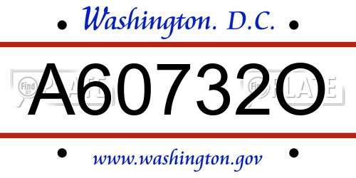 A60732O District Of Columbia License Plate