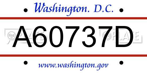 A60737D District Of Columbia License Plate