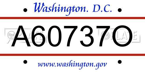 A60737O District Of Columbia License Plate