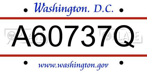 A60737Q District Of Columbia License Plate