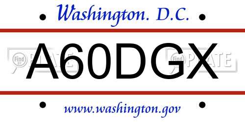 A60DGX District Of Columbia License Plate