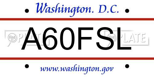 A60FSL District Of Columbia License Plate