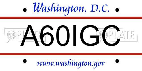 A60IGC District Of Columbia License Plate