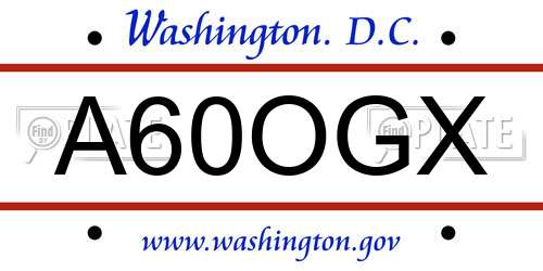A60OGX District Of Columbia License Plate