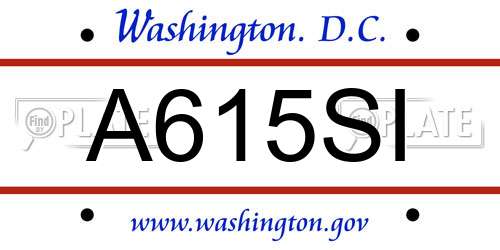 A615SI District Of Columbia License Plate
