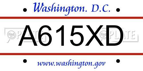 A615XD District Of Columbia License Plate