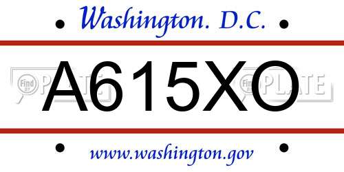 A615XO District Of Columbia License Plate