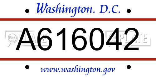 A616042 District Of Columbia License Plate