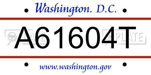 A61604T District Of Columbia License Plate