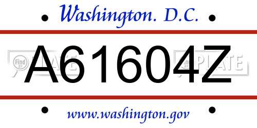 A61604Z District Of Columbia License Plate