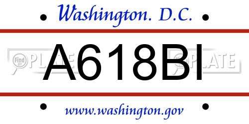 A618BI District Of Columbia License Plate