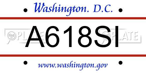 A618SI District Of Columbia License Plate