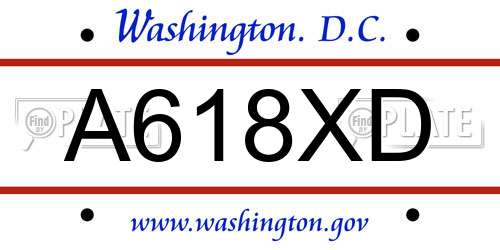 A618XD District Of Columbia License Plate