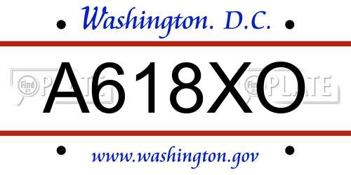 A618XO District Of Columbia License Plate