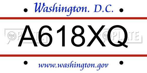 A618XQ District Of Columbia License Plate