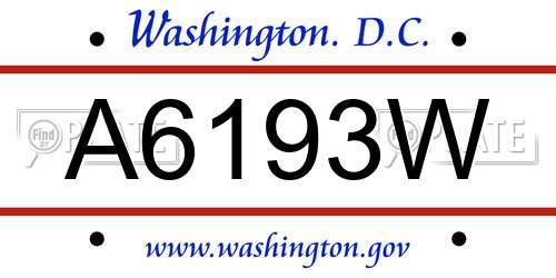 A6193W District Of Columbia License Plate