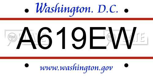 A619EW District Of Columbia License Plate