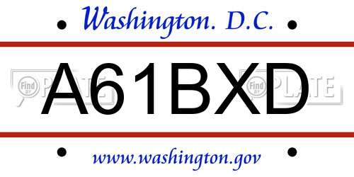 A61BXD District Of Columbia License Plate
