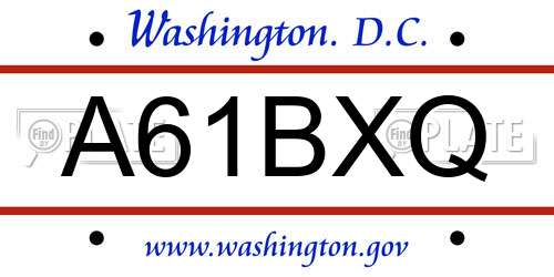A61BXQ District Of Columbia License Plate