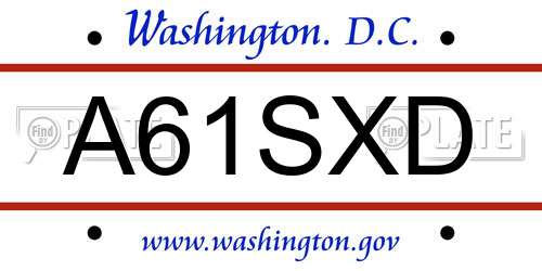 A61SXD District Of Columbia License Plate