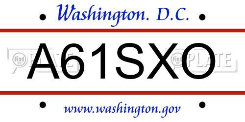 A61SXO District Of Columbia License Plate