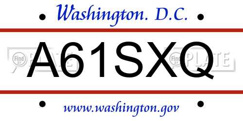 A61SXQ District Of Columbia License Plate