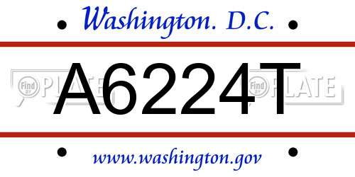 A6224T District Of Columbia License Plate